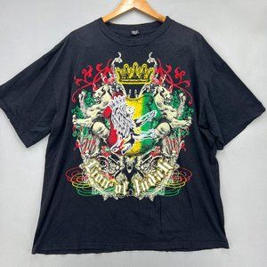 Vintage Barak Men's Black Lion Of Judah Rasta Regge Graphic T-Shirt Size 2XL 90s